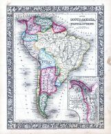 South America, World Atlas 1864 Mitchells New General Atlas